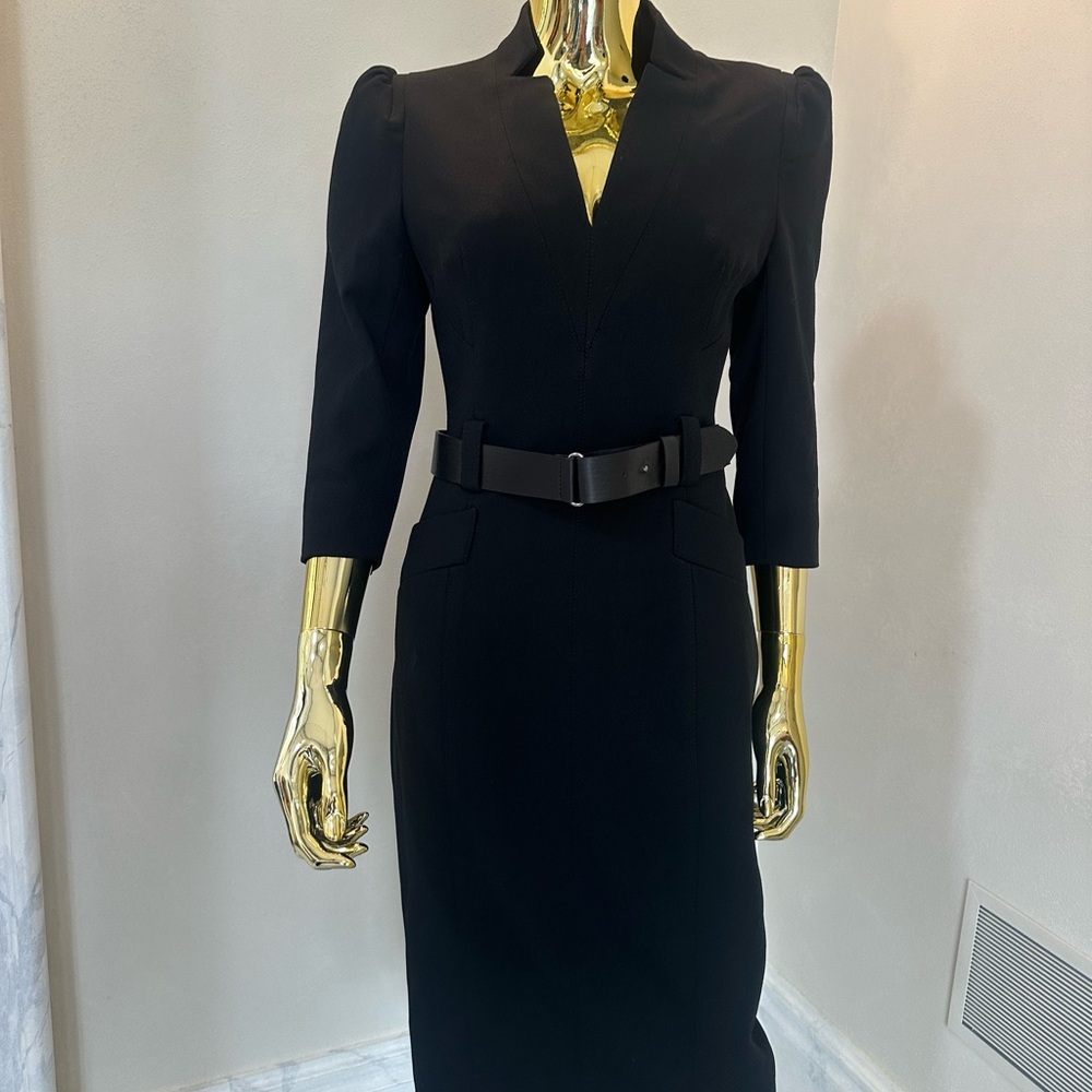 Karen Millen Elegant Black Belted Dress